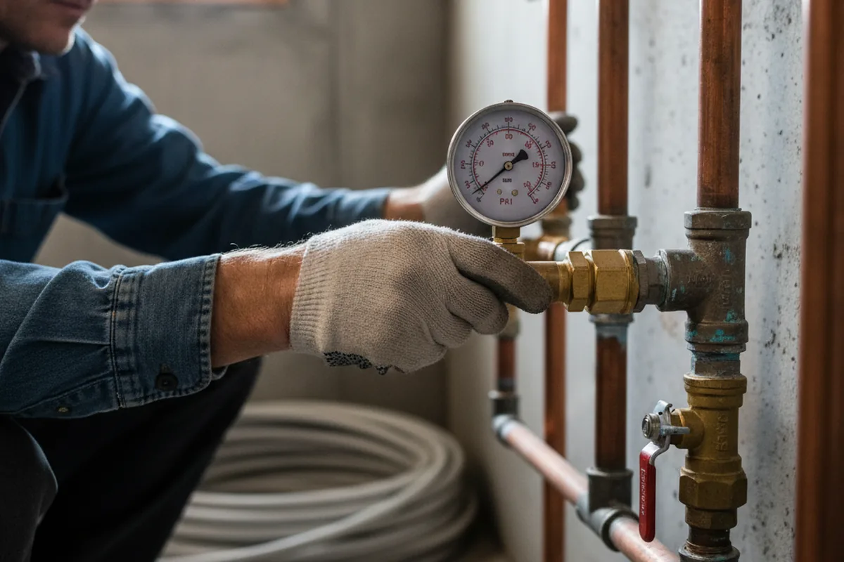 Pressure testing a repaired line during Water Line Repair in Tiline